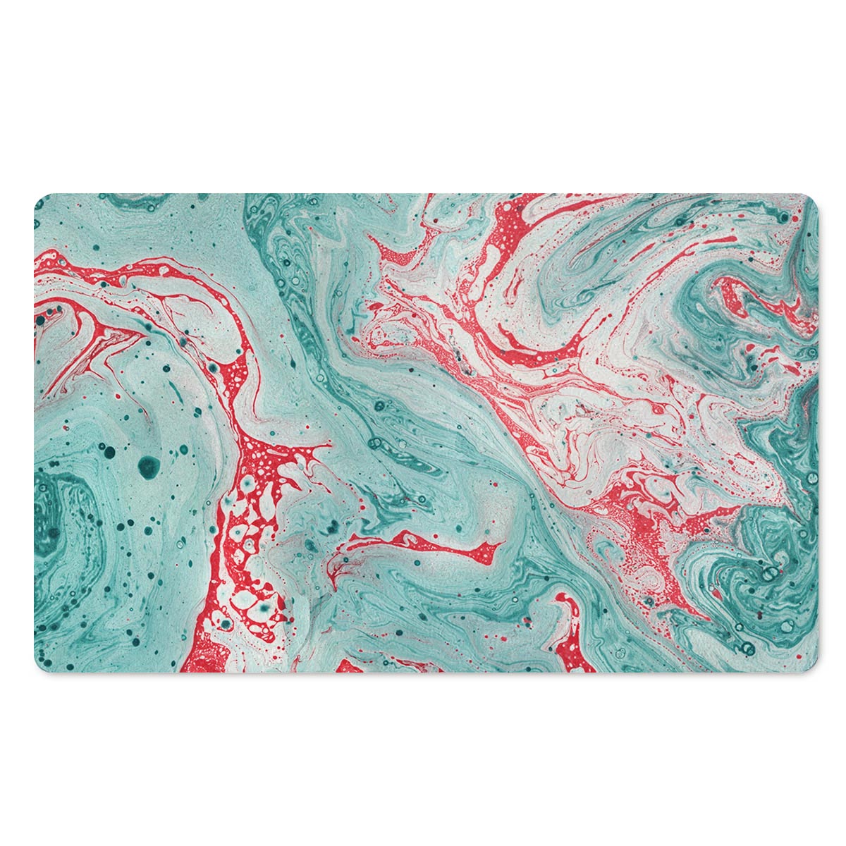 Mixed Red and Turquoise Marble Door Mat-grizzshop