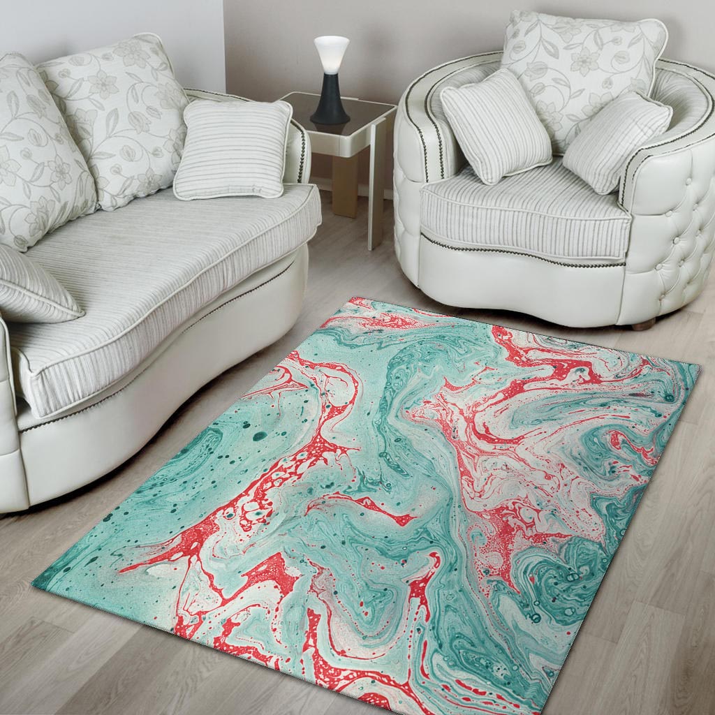 Mixed Red and Turquoise Marble Floor Mat-grizzshop