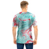 Mixed Red and Turquoise Marble Men T Shirt-grizzshop