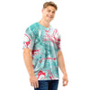 Mixed Red and Turquoise Marble Men T Shirt-grizzshop