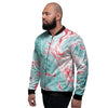 Mixed Red and Turquoise Marble Men's Bomber Jacket-grizzshop