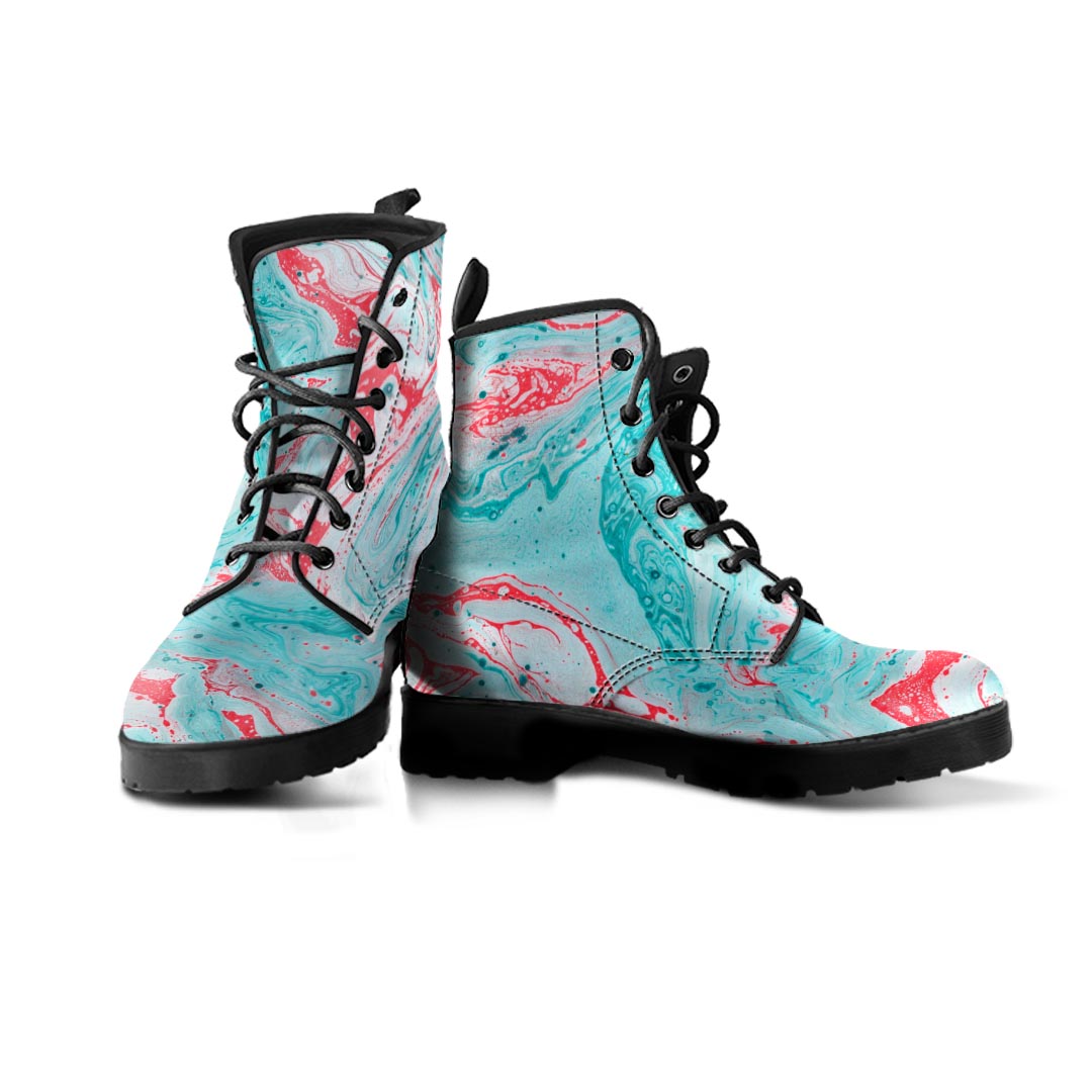 Mixed Red and Turquoise Marble Men's Boots-grizzshop