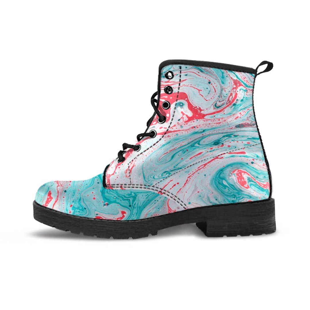 Mixed Red and Turquoise Marble Men's Boots-grizzshop