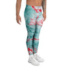 Mixed Red and Turquoise Marble Men's Leggings-grizzshop