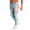 Mixed Red and Turquoise Marble Men's Leggings-grizzshop