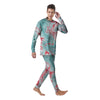 Mixed Red and Turquoise Marble Men's Pajamas-grizzshop