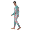 Mixed Red and Turquoise Marble Men's Pajamas-grizzshop