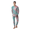 Mixed Red and Turquoise Marble Men's Pajamas-grizzshop