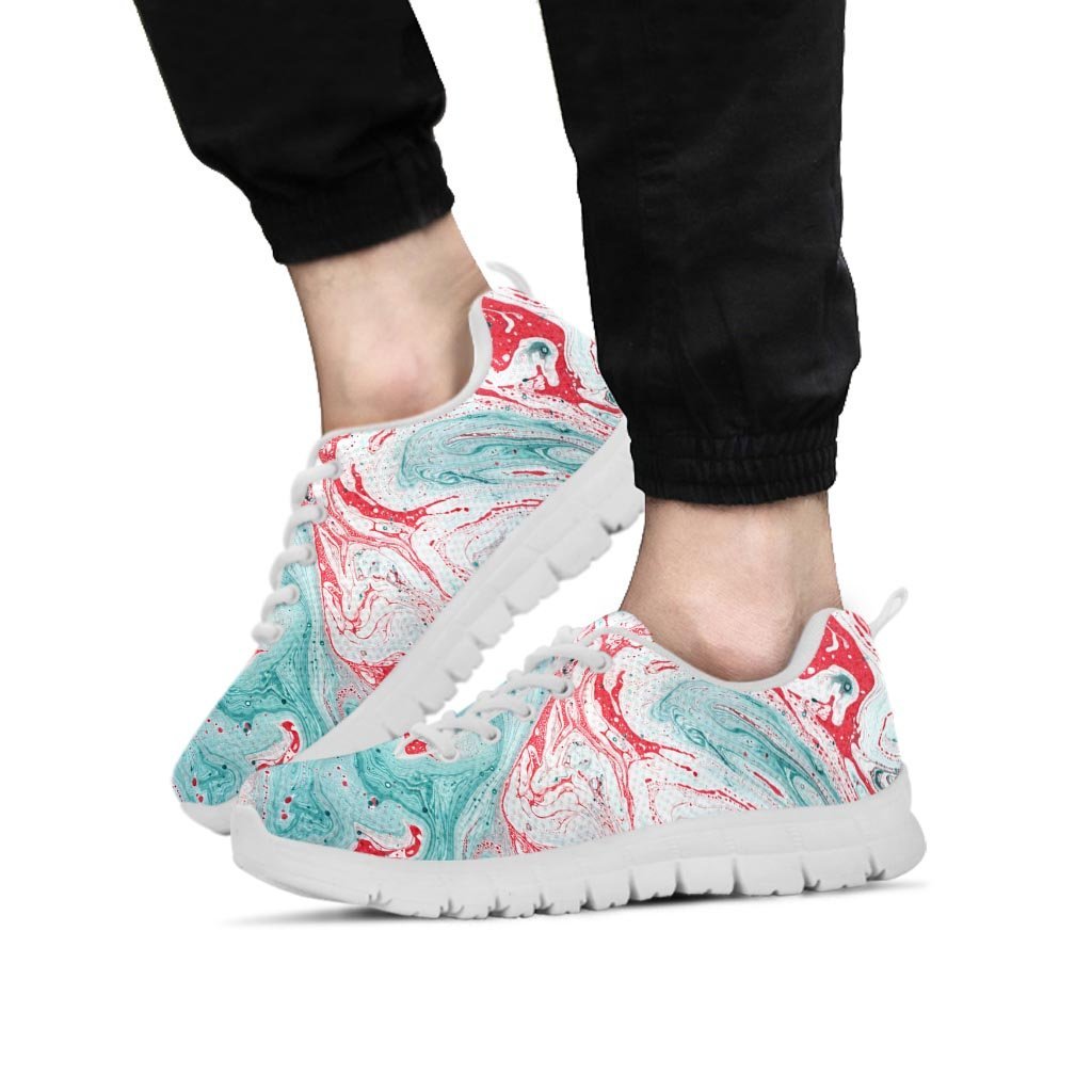 Mixed Red and Turquoise Marble Men's Sneakers-grizzshop