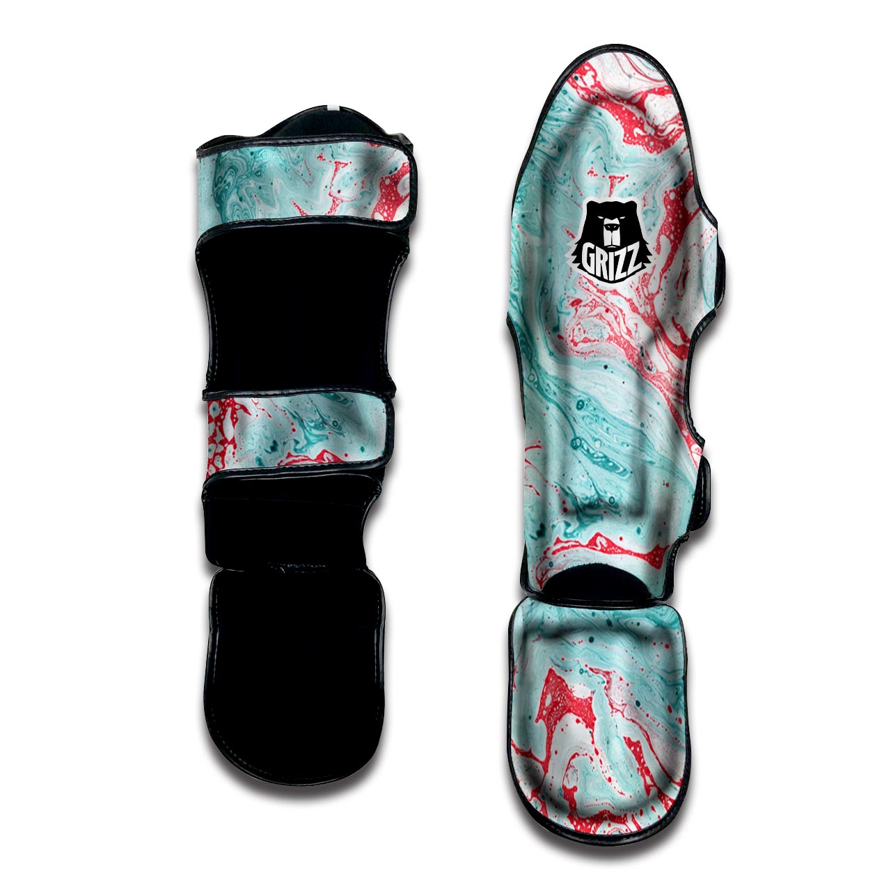 Mixed Red and Turquoise Marble Muay Thai Shin Guard-grizzshop