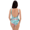 Mixed Red and Turquoise Marble One Piece Swimsuite-grizzshop