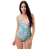 Mixed Red and Turquoise Marble One Piece Swimsuite-grizzshop