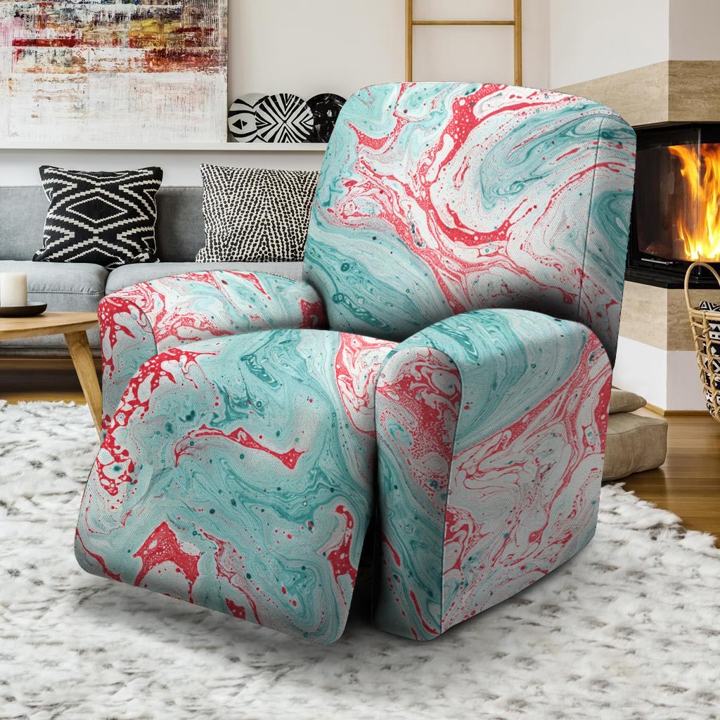 Mixed Red and Turquoise Marble Recliner Cover-grizzshop