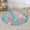 Mixed Red and Turquoise Marble Round Rug-grizzshop