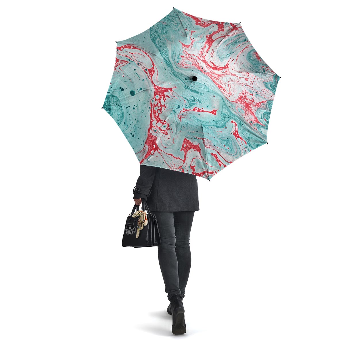 Mixed Red and Turquoise Marble Umbrella-grizzshop