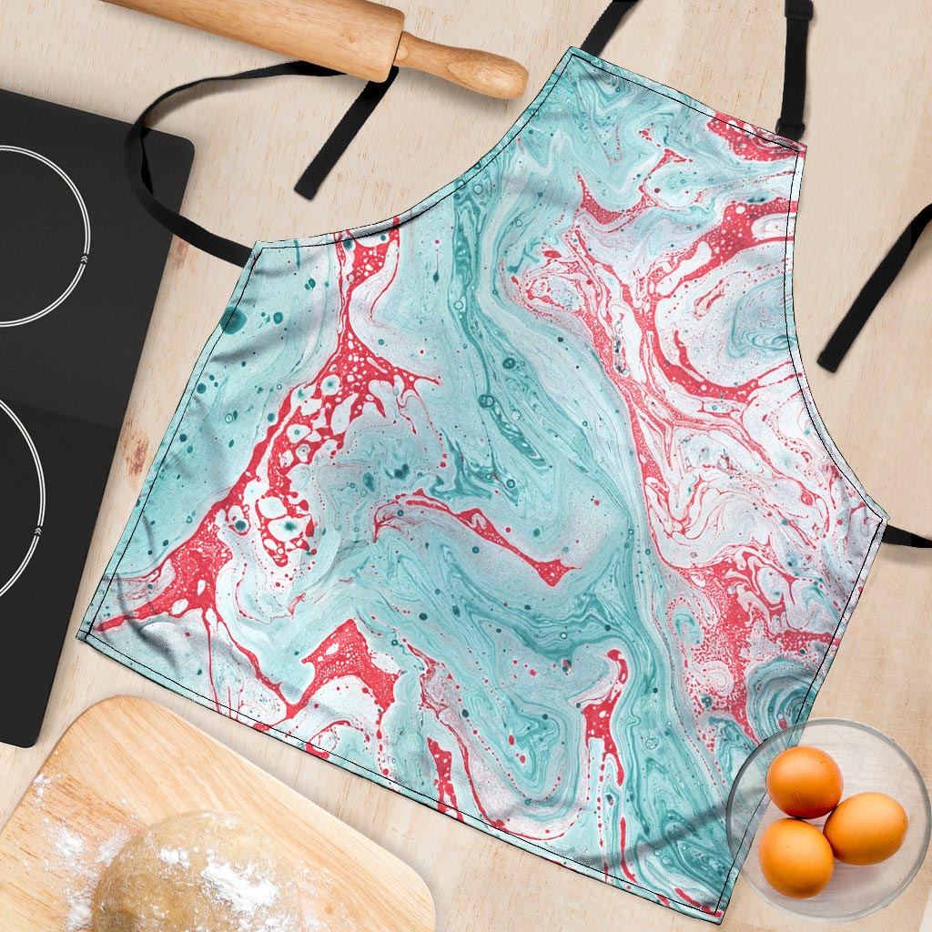 Mixed Red and Turquoise Marble Women's Apron-grizzshop