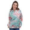 Mixed Red and Turquoise Marble Women's Hoodie-grizzshop