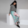 Mixed Red and Turquoise Marble Women's Joggers-grizzshop