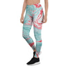 Mixed Red and Turquoise Marble Women's Leggings-grizzshop