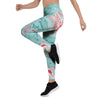 Mixed Red and Turquoise Marble Women's Leggings-grizzshop