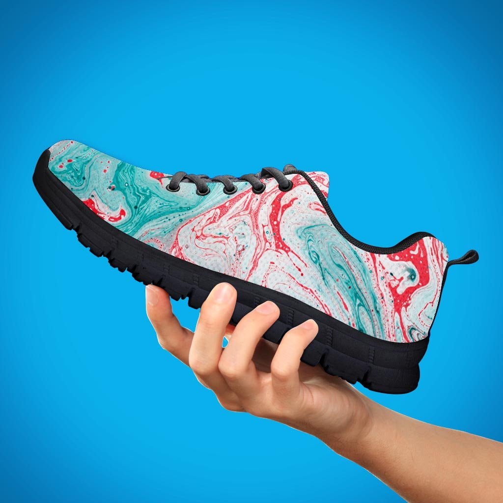 Mixed Red and Turquoise Marble Women's Sneakers-grizzshop