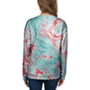 Mixed Red and Turquoise Marble Women's Sweatshirt-grizzshop