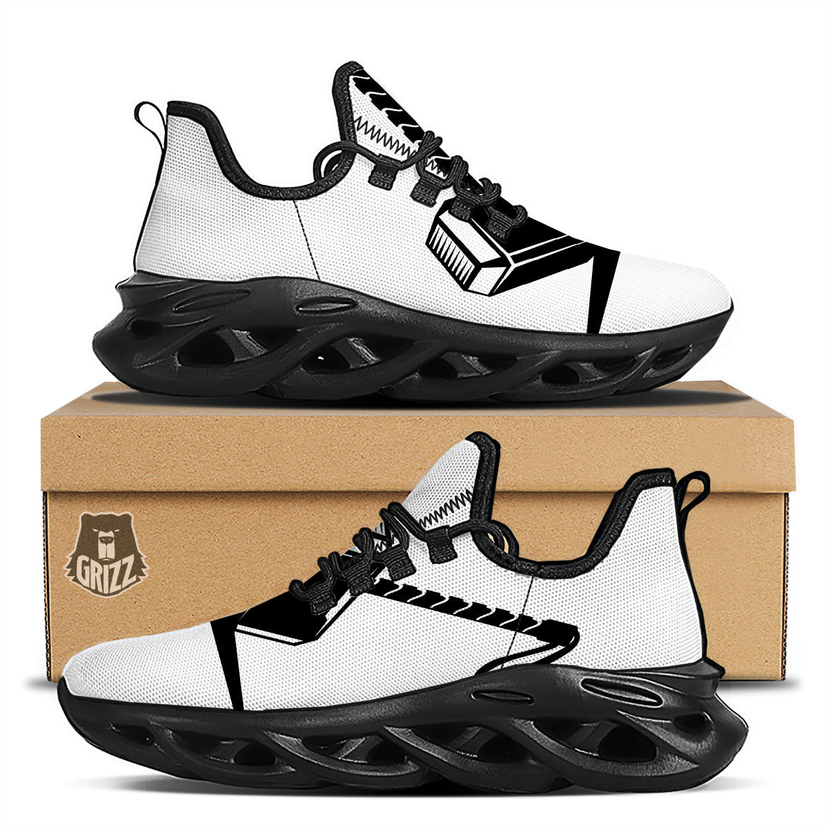 Mjolnir Hammer Of Thor Print Black Running Shoes-grizzshop
