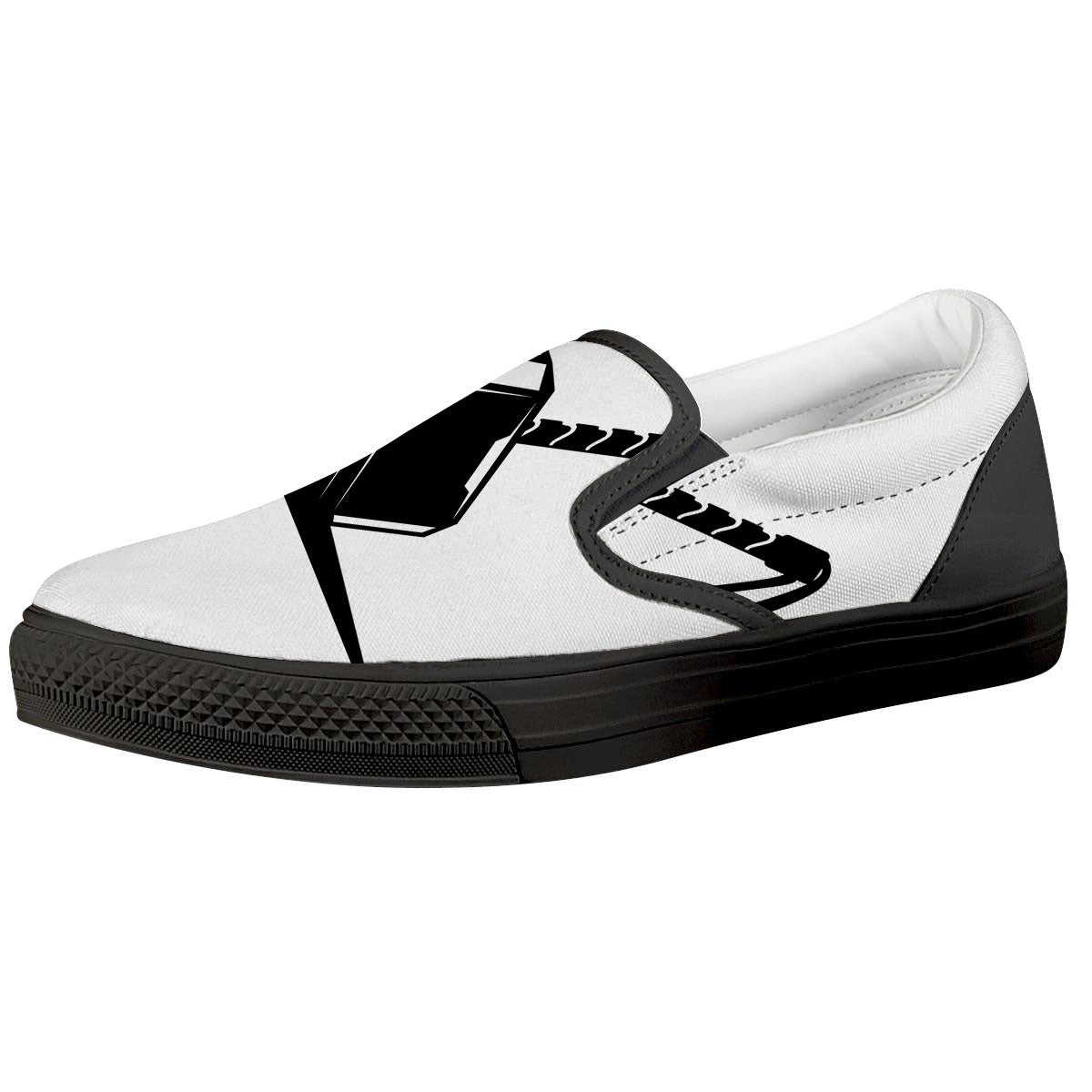 Mjolnir Hammer Of Thor Print Black Slip On Shoes-grizzshop