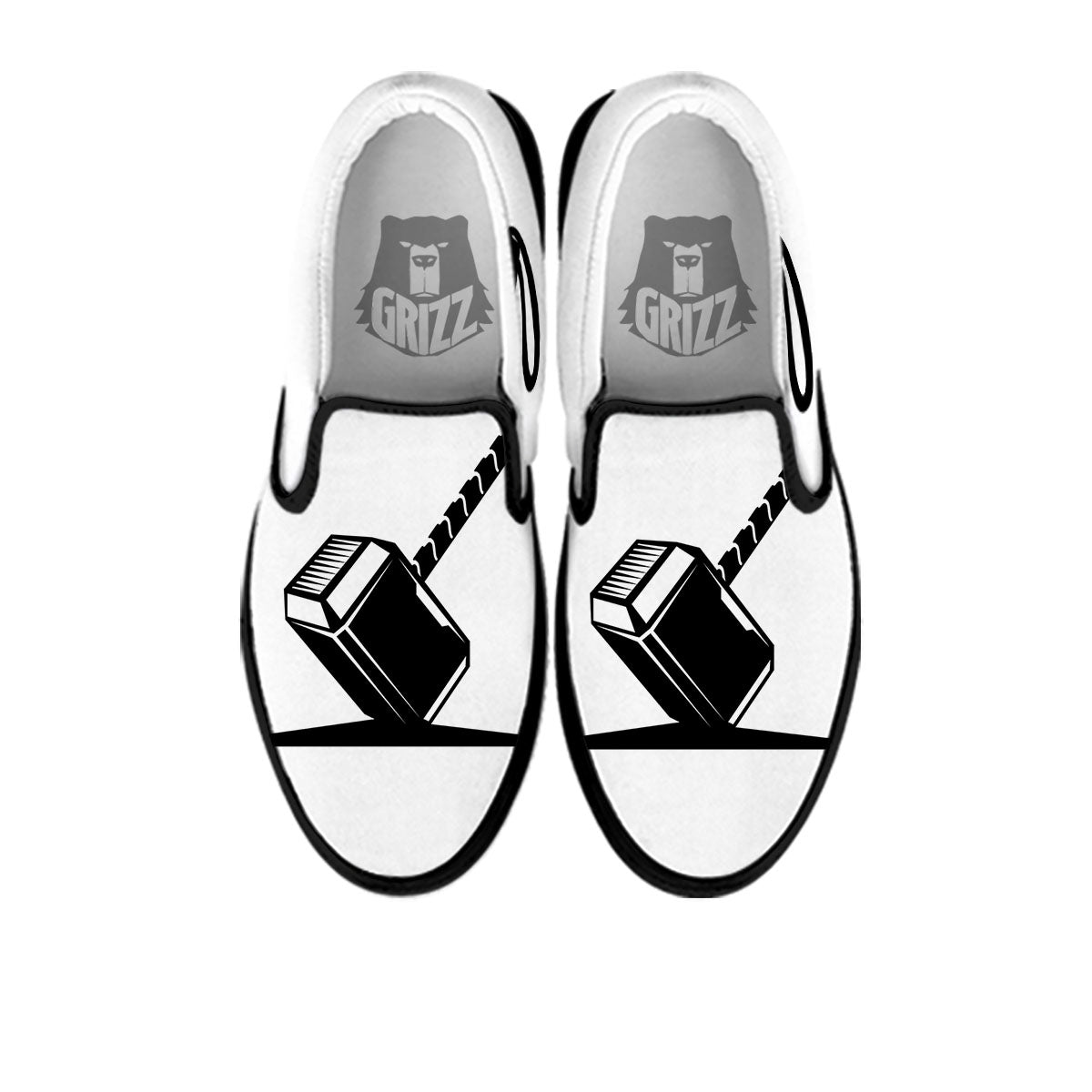 Mjolnir Hammer Of Thor Print Black Slip On Shoes-grizzshop