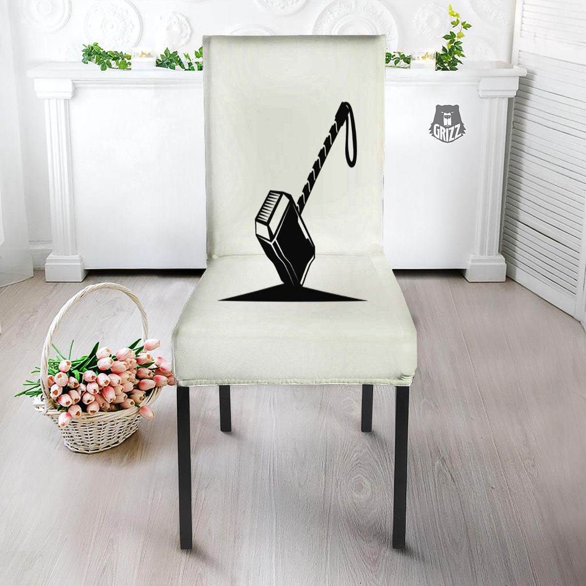 Mjolnir Hammer Of Thor Print Dining Chair Slipcover-grizzshop