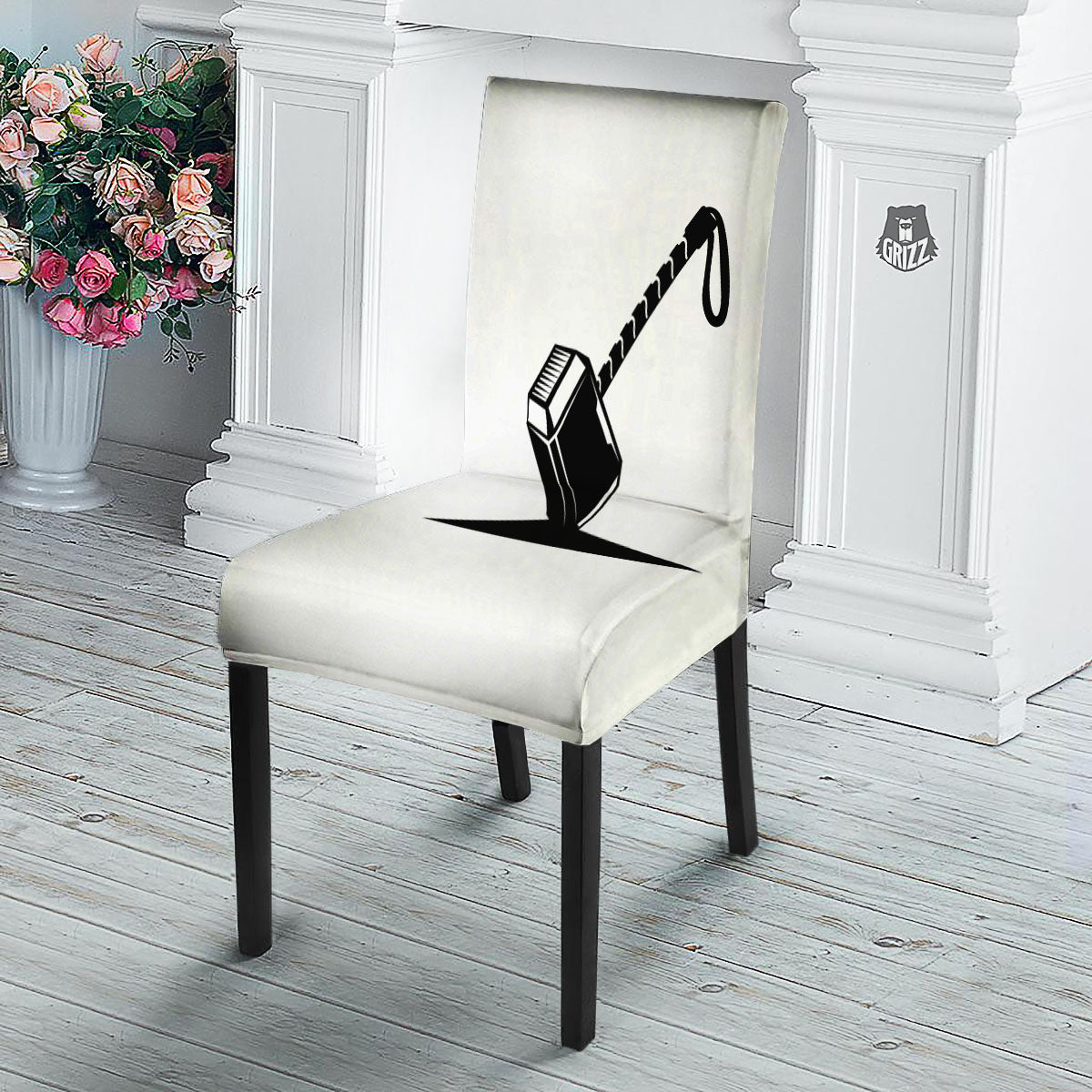 Mjolnir Hammer Of Thor Print Dining Chair Slipcover-grizzshop