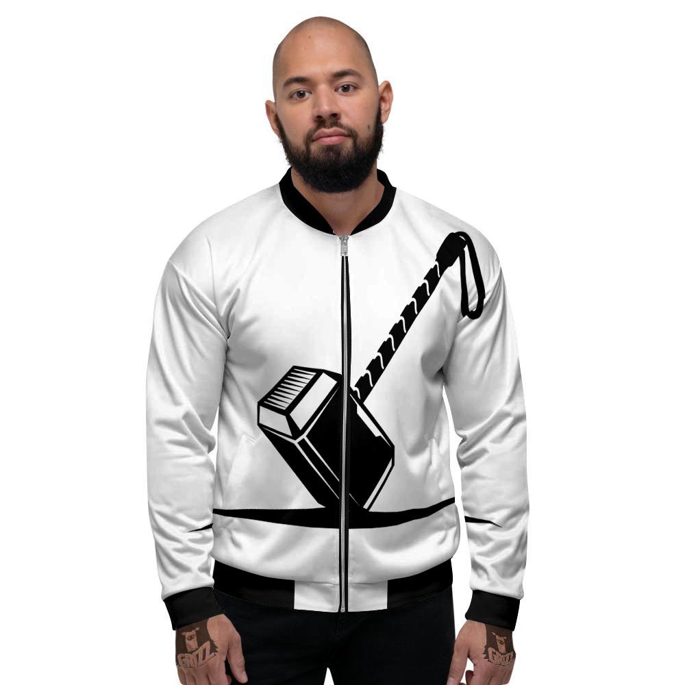 Mjolnir Hammer Of Thor Print Men's Bomber Jacket-grizzshop