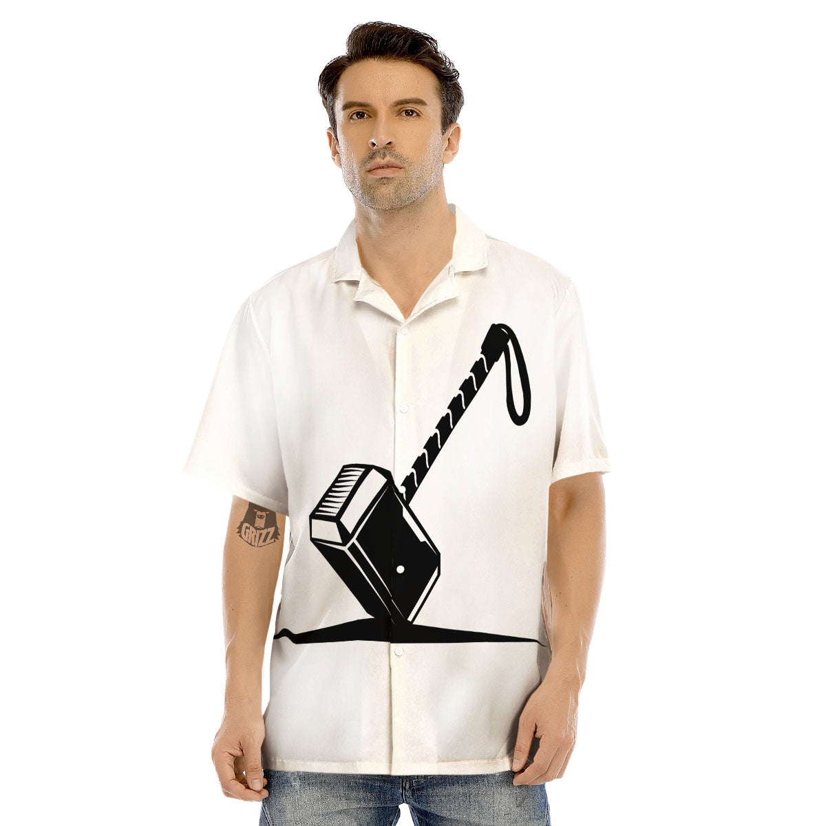 Mjolnir Hammer Of Thor Print Men's Hawaiian Shirt-grizzshop