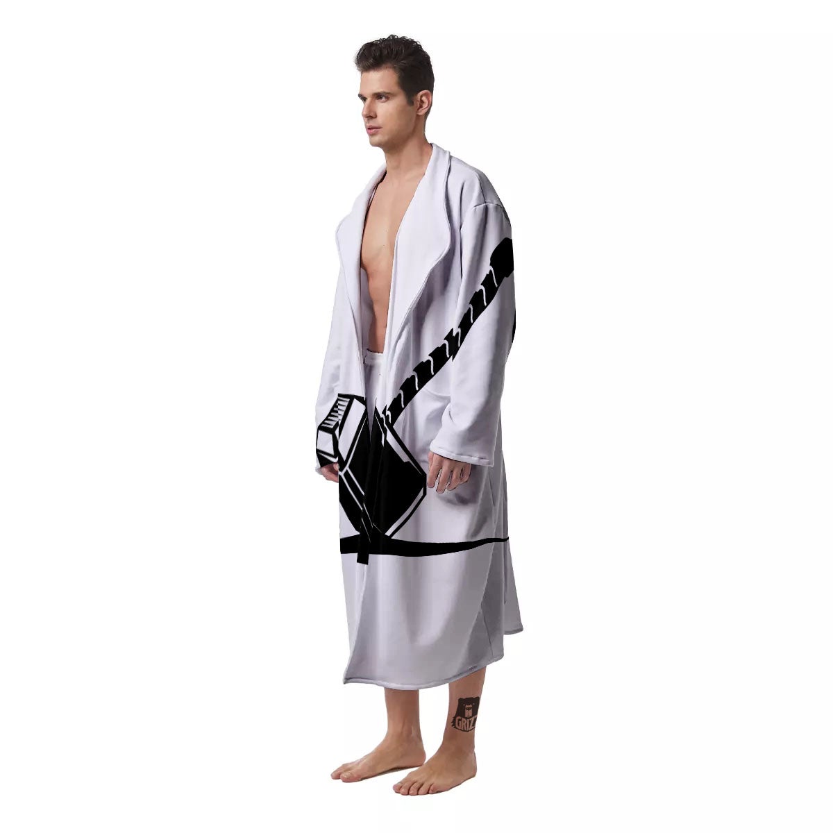 Mjolnir Hammer Of Thor Print Men's Robe-grizzshop