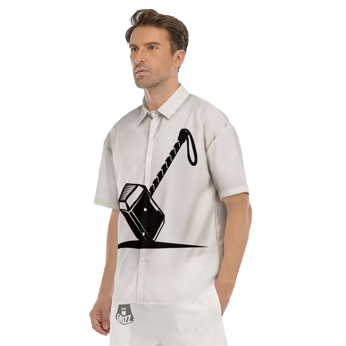Mjolnir Hammer Of Thor Print Men's Short Sleeve Shirts-grizzshop