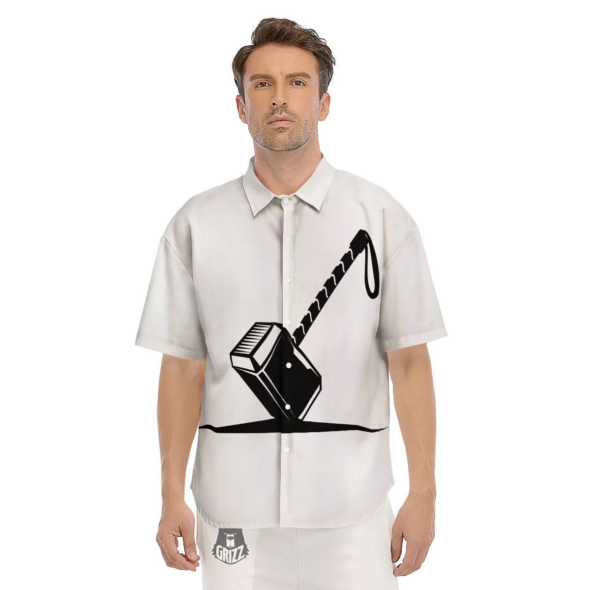 Mjolnir Hammer Of Thor Print Men's Short Sleeve Shirts-grizzshop