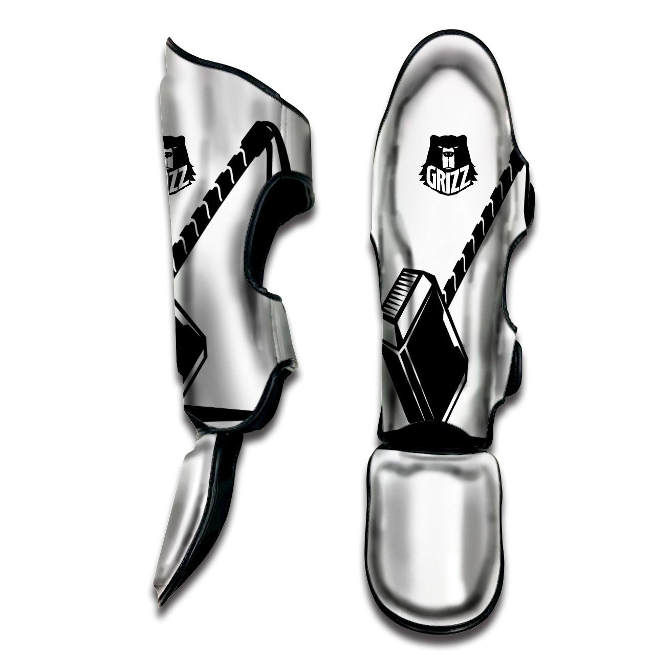 Mjolnir Hammer Of Thor Print Muay Thai Shin Guards-grizzshop