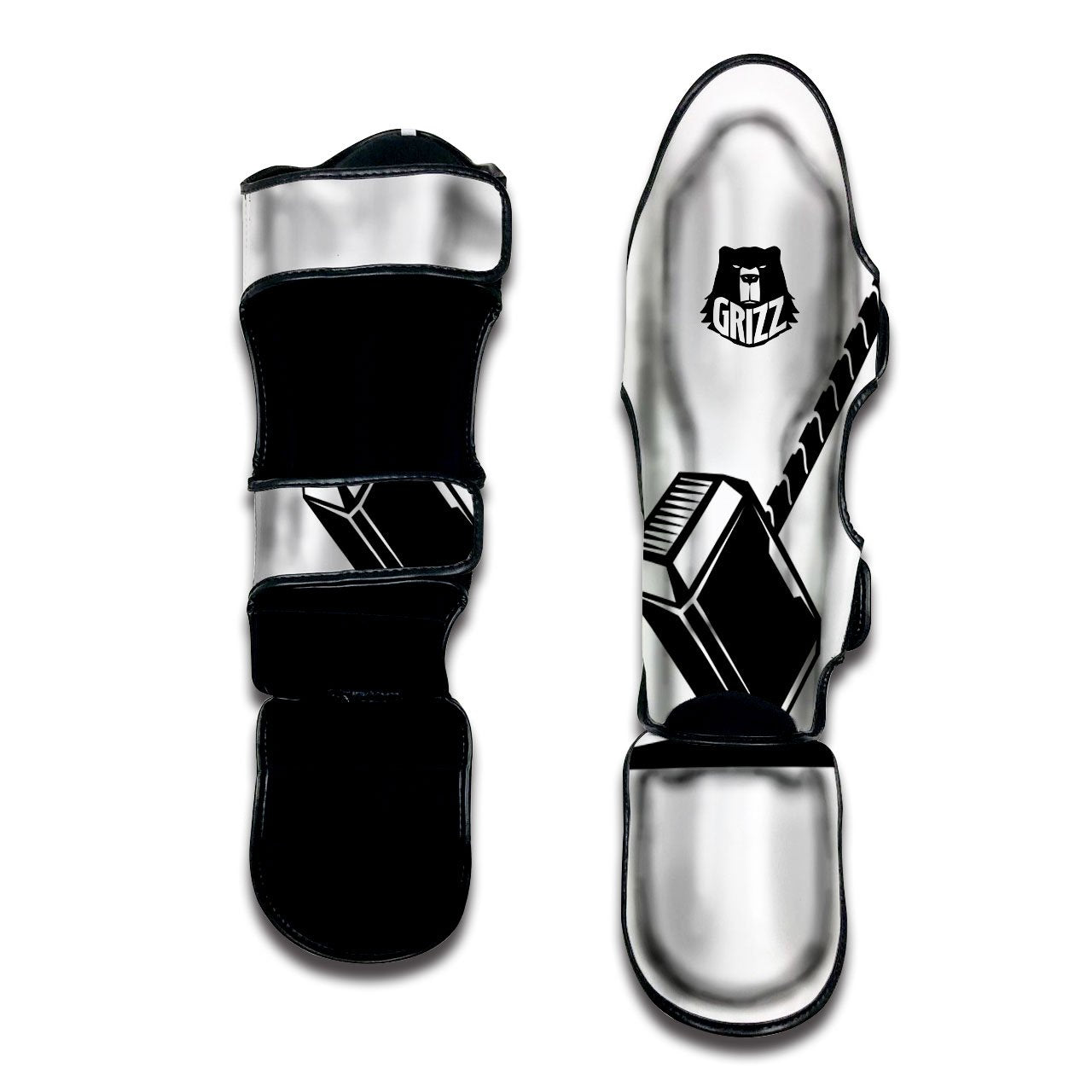 Mjolnir Hammer Of Thor Print Muay Thai Shin Guards-grizzshop