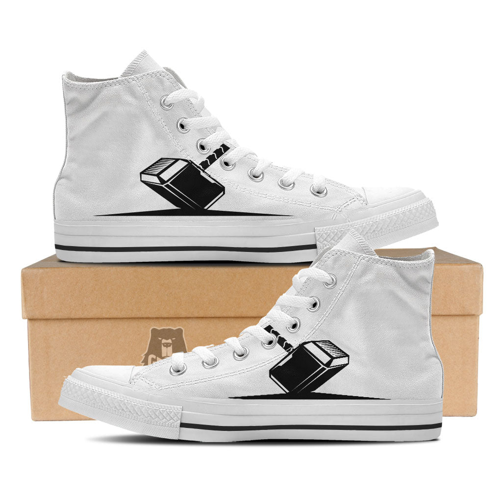 Mjolnir Hammer Of Thor Print White High Top Shoes-grizzshop