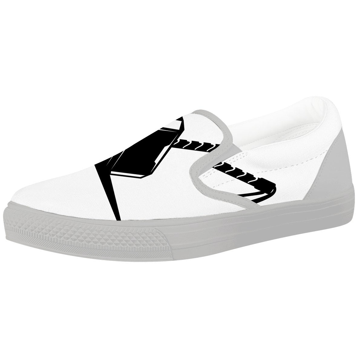 Mjolnir Hammer Of Thor Print White Slip On Shoes-grizzshop