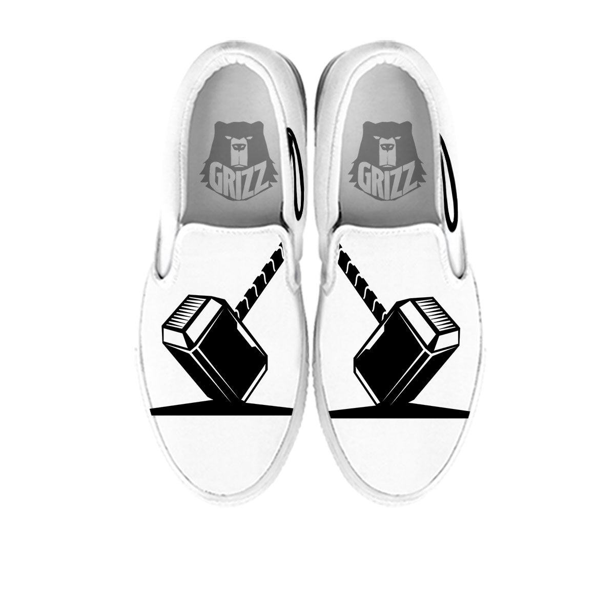 Mjolnir Hammer Of Thor Print White Slip On Shoes-grizzshop