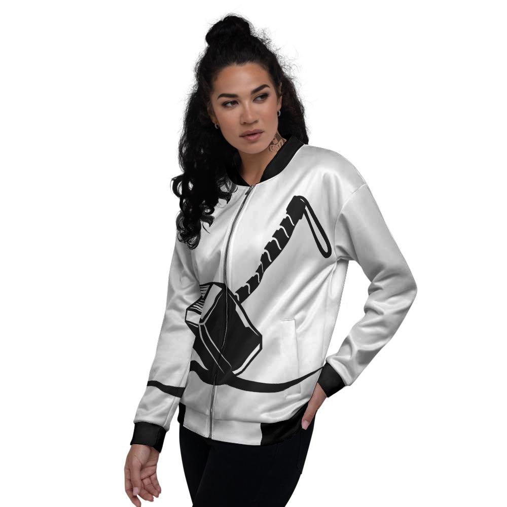 Mjolnir Hammer Of Thor Print Women's Bomber Jacket-grizzshop