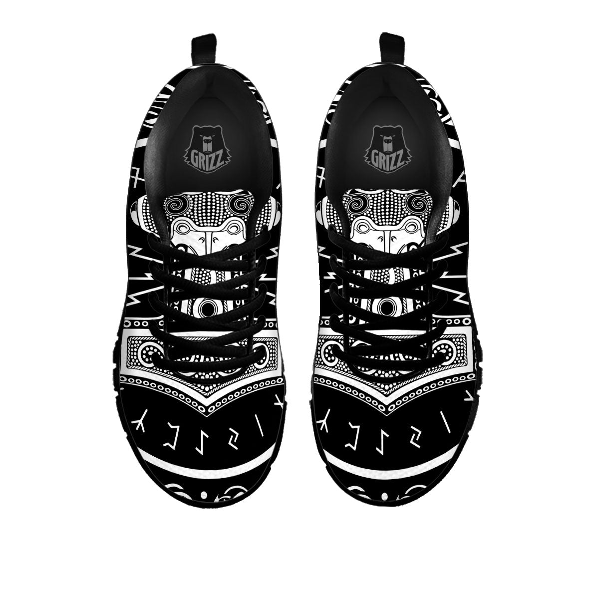 Mjolnir White And Black Print Black Sneaker-grizzshop