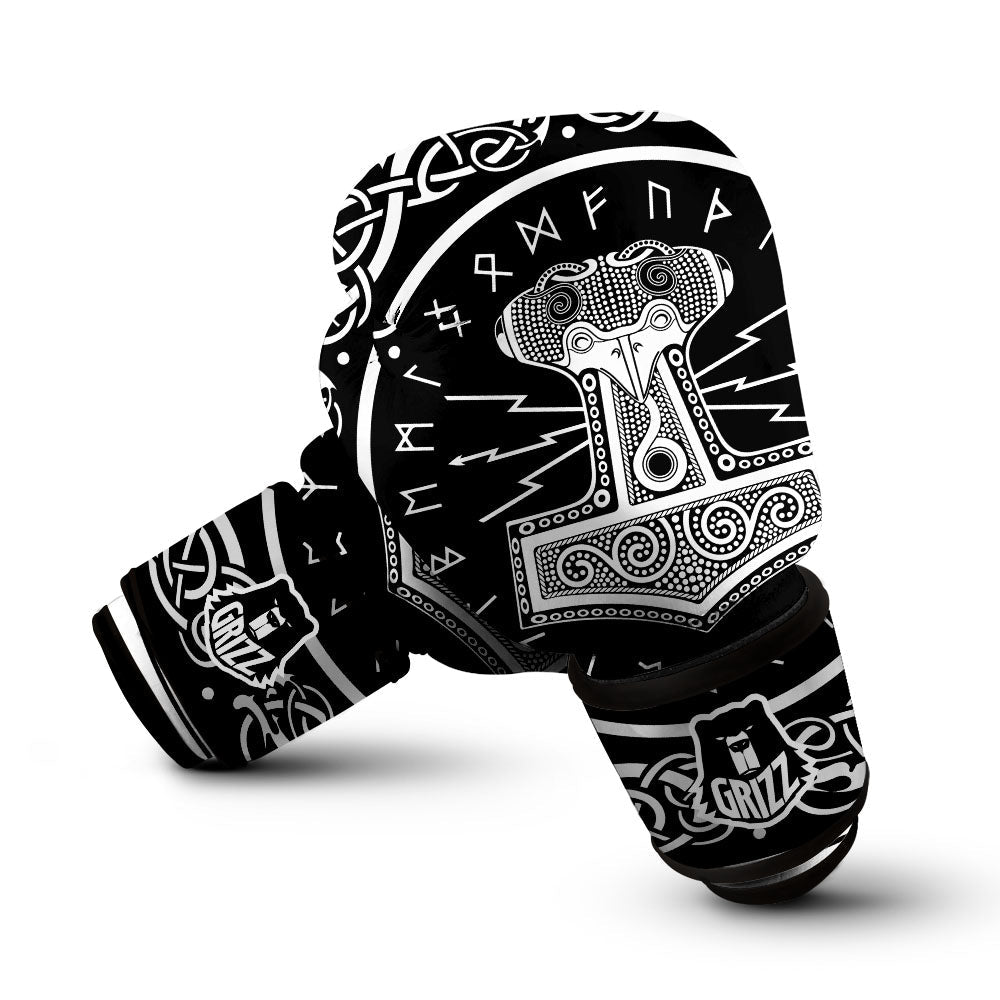 Mjolnir White And Black Print Boxing Gloves-grizzshop