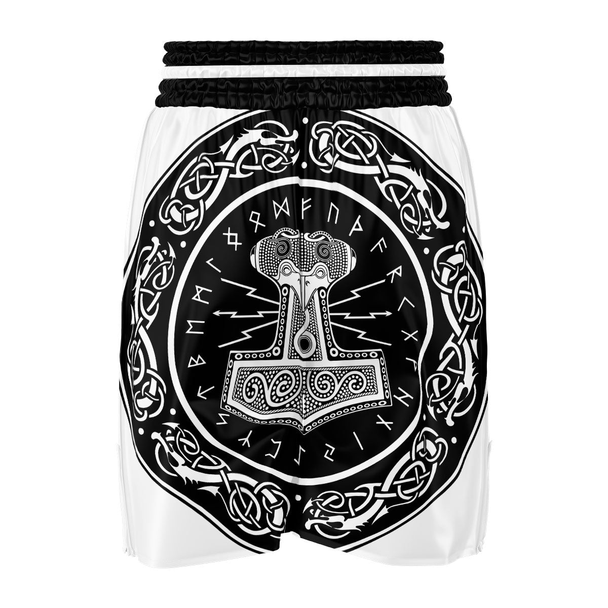 Mjolnir White And Black Print Boxing Shorts-grizzshop