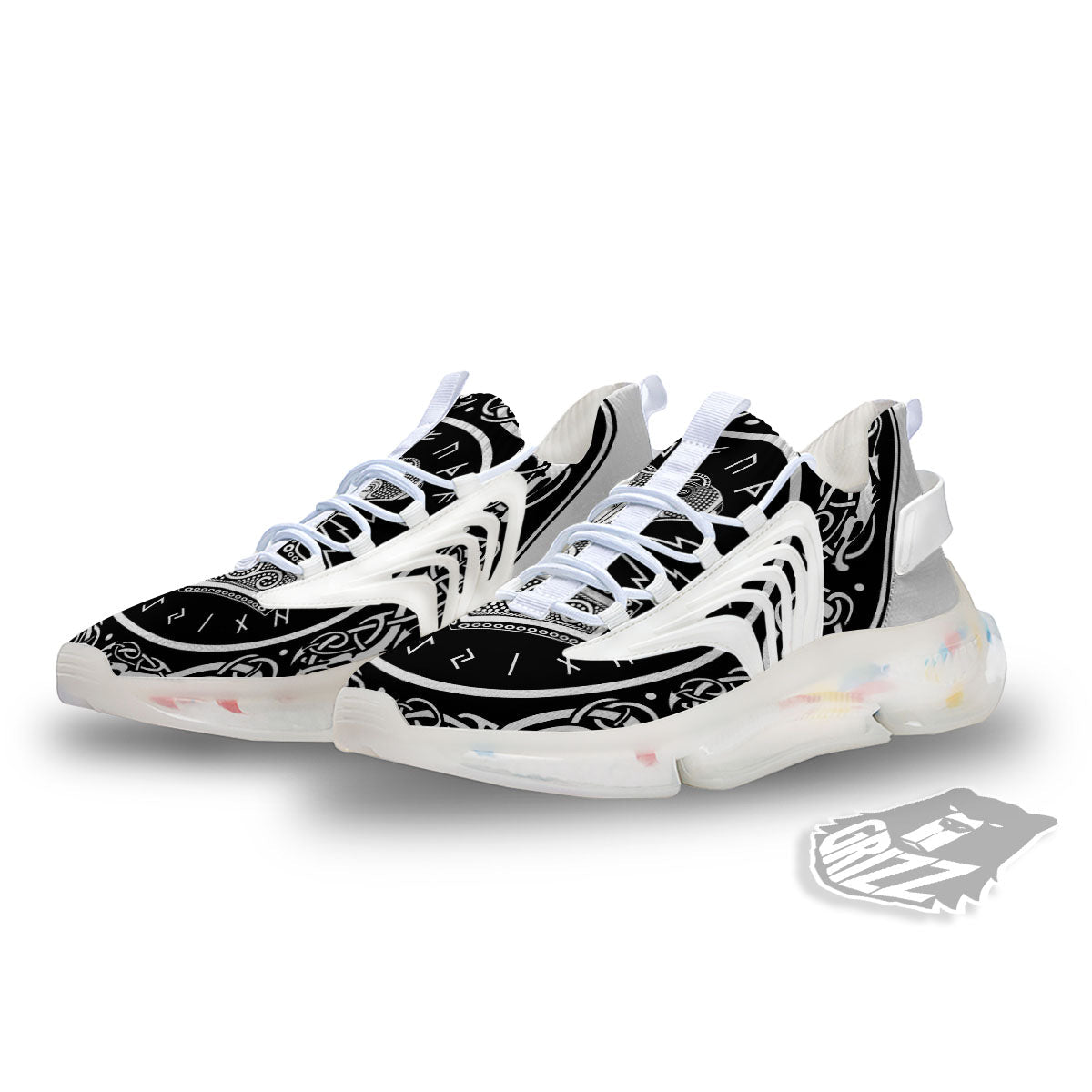 Mjolnir White And Black Print White Gym Shoes-grizzshop