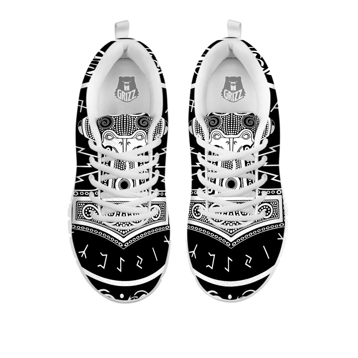 Mjolnir White And Black Print White Sneaker-grizzshop