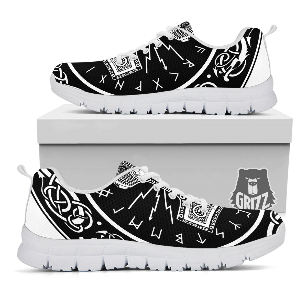 Mjolnir White And Black Print White Sneaker-grizzshop