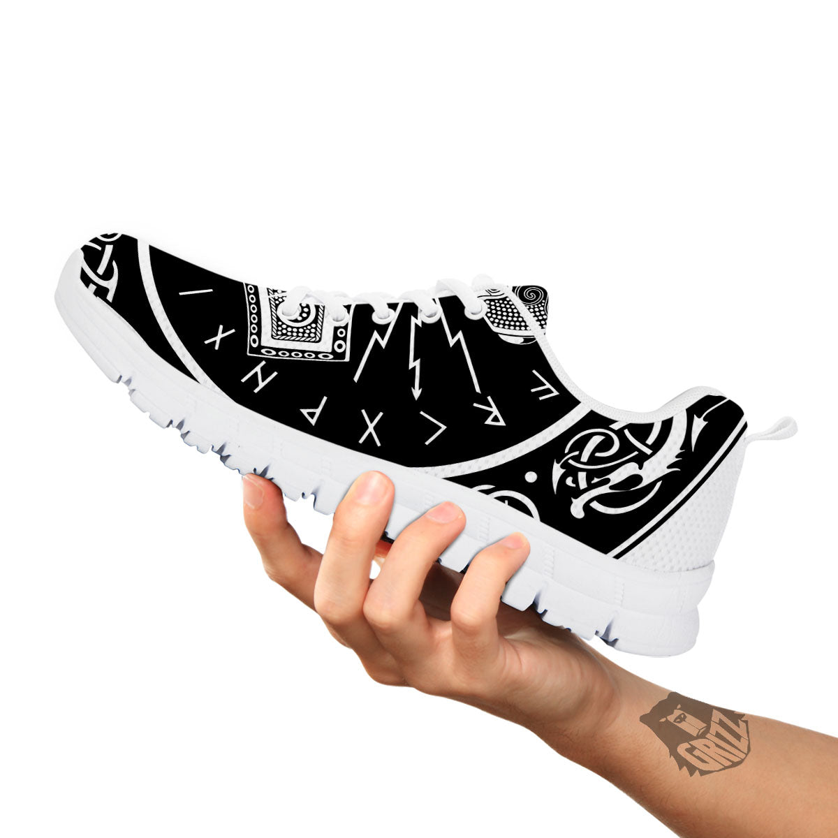 Mjolnir White And Black Print White Sneaker-grizzshop