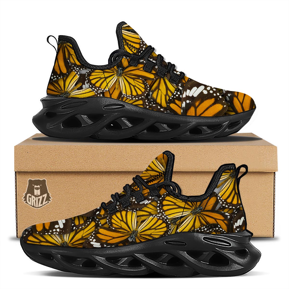 Monarch Butterfly Black Running Shoes-grizzshop